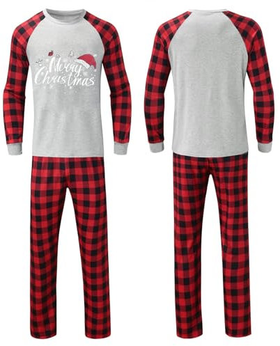 MOVAWAKY Ensemble Pyjama Noel Famille,Tenue De Famille pour Noel Pyjama Famille Hiver Pyjama Noel Carreaux Couple Vetement Noel Enfant Garcon Tenue De Pere Noel Homme Costume Noel Garcon