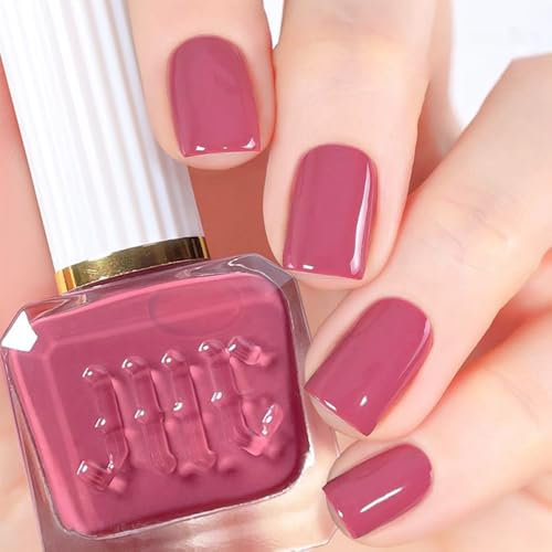Jelly Pink Nail Polish, Pink Nail Varnish, No Need UV Lamp Translucent Nude Quick Dry Nail Polish, Chip Resistant, Non-Toxic, Long-Lasting nail polish for Women & Girls At Home Manicure (2#Red Bean)
