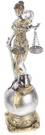 GREENADSCAPE Statue der Göttin der Gerechtigkeit Gerechtigkeitsskulptur Justitia Tischdekoration Symbol der Gerechtigkeit Statue römische Skulpturen griechische römische Statue Harz Silver