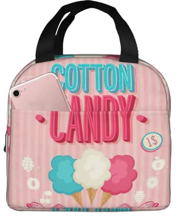 SDFHU Lunchtasche mit Zuckerwatte-Aufdruck, auslaufsicher, wiederverwendbar, isolierte Kühltasche für Büroarbeit, Wandern