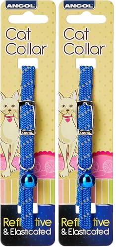 Ancol Reflective all-elastic Cat Collar Blue (Pack of 2)
