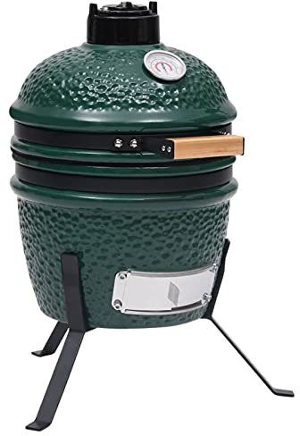 Xichuzi 2-in-1 Kamado-Grill Smoker, Holzkohlegrill, Grill Balkon, Tischgrill Holzkohle, BBQ Grill, Camping Grill, Smoker Grill, Keramik 56 cm Grün