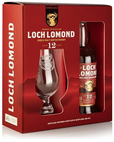 Loch Lomond 12-Year-Old Single Malt Whisky 20cl + 1 Glass Gift Set | Award-Winning Single Malt Scotch Whisky with a Loch Lomond Branded Whisky Glass, a Premium Whisky Gift Choice