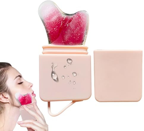 GXGM Ice Roller, Silicone Ice Roller Face,Face Icing, Facial Ice Roller, Eye Ice Massage, Facial Treatment, Beauty Skin Care, Ice Compress, Pore,Pink