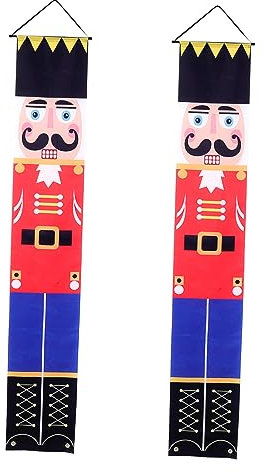 HOLIDYOYO 1 Paar Vorhangbanner weihnachtsvorhang weihnachtsgardinen Weihnachtsschmuck Ornamente Weihnachtsgirlande Couplets Dekorationen hängende Dekoration für den Außenbereich Oxford-Stoff