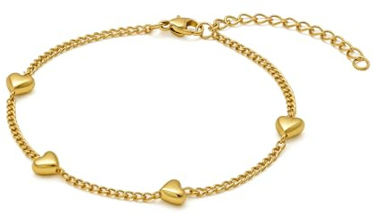 KIANJA Damen Armband – Herz Armband aus Edelstahl mit 4 Herzen – Geschenkidee für Frauen, Freundin, Mutter, Tochter – elegant, verstellbar, nickelfrei