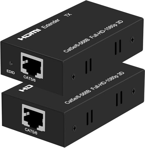 Yukidoke HDMI Extender 200Ft Over CAT6/CAT7 Ethernet Cable 1080p Full HD POC Function Support HDMI 1.4 Audio Video Output Synchronously Transmitter and Receive