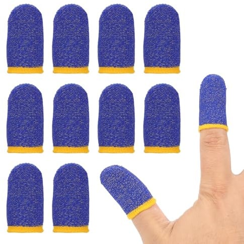 PATIKIL 24 Stück Gaming Finger Sleeve Controller Finger Thumb Sleeve Mobile Fingersleeves Gaming Fiber Tip Gloves Anti-Sweat Breathable für Phone Game Touchscreen Devices Gelb/Blau