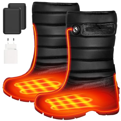 Beheizte Schneestiefel Damen & Herren mit 6000mAh Akku – wasserdichte & rutschfeste Wärmeschuhe für Winter, Wandern & Arbeit