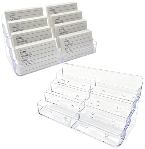 Toowood Lot de 2 porte-cartes de bureau en acrylique transparent à 8 compartiments - Parfait pour un usage au bureau ou à la maison
