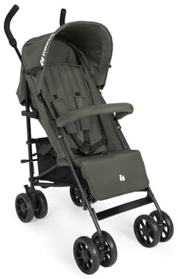 hauck Kinderbuggy mit Schirmfaltung, 7,6 kg, Fold N Care Olive | 6-48 Monate / max. 22 kg, Zusammenklappbar mit Tragegriff, Liegeposition, UPF 50+ Sonnenschutz, pannensichere EVA Räder, Korb