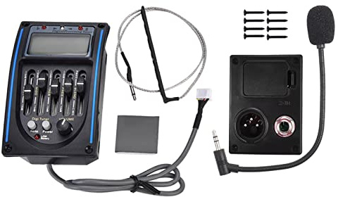 Jeffergarden 5 Band Acoustic Guitar Pickup, Plastic Digital Tuner with Led Indicators and Manual Auto Modes for Stage Performance