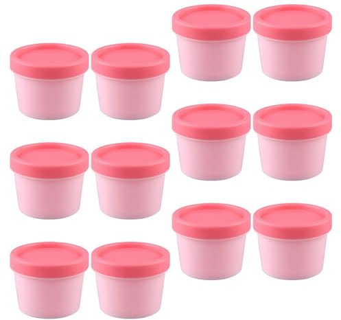 CIMAXIC Lot de 12 Pots de Crème Visage Vides Bac à Glace Maison, Pot de Crème Rechargeable en PP Compact Couvercle, pour Lotion Corporelle en Voyage