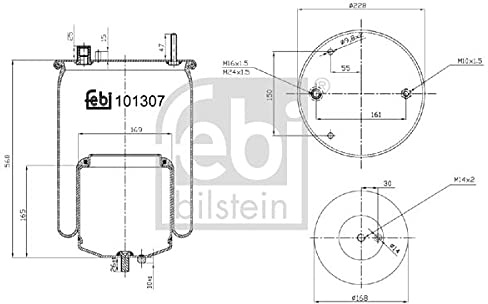 febi bilstein 101307 Luftfederbalg mit Stahlkolben und Kolbenstange , 1 Stück