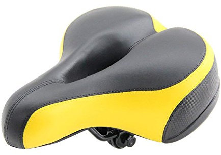 TentHome Sattel Fahrradsattel Bequem Cityradsättel Hohl Fahrradsitz Gepolstert mit Federn Reflektierendem Streifen Mountainbike Rennrad Touren für Damen Herren Schwarz/Gelb
