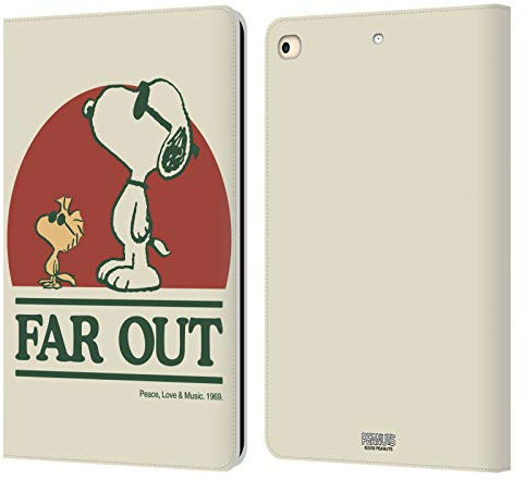 Head Case Designs Offizielle Peanuts Snoopy Woodstock Far Out Woodstock 50th Leder-Wallet-Hülle Kompatibel mit Apple iPad 9.7 2017 / iPad 9.7 2018