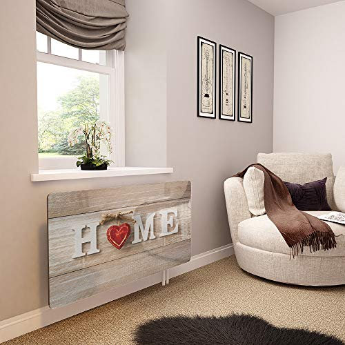 Glass Radiator Cover Printed - Home and Red Heart - Made by Premier Range in 620mm Wide x 640mm High