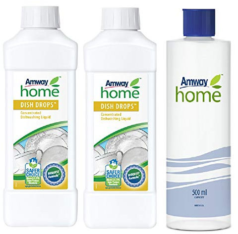 Amway Spülmittel Biologisch korrigierbares Konzentrat Dish Drops 1L x 2Unds +1 Messflasche aus Kunststoff Home