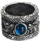 PAMTIER Bague Large avec Motif de Dragon Chinois Vintage pour Hommes en Acier Inoxydable avec Incrustation de Pierre Bleu Argent Taille 70