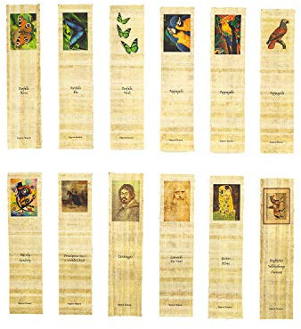 Lesezeichen im 12er Pack (19 x 4,5 cm) die ältesten Welt, ca. 3.200 A.C. aus original Papiro im Natural Stil