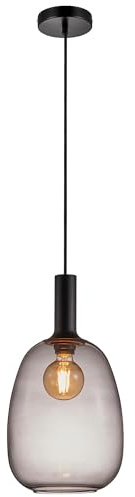 Nordlux Alton Pendant Light Black Glass Dining Room E27 Mains 23cm