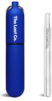 The Last Co. Reusable + Portable Telescopic Stainless Steel Straw with Keychain Case (Azure Blue)