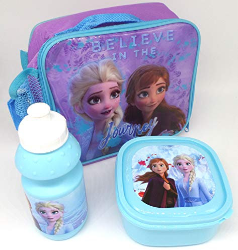 TDL Disney Frozen Ensemble-Cadeau Sac Isotherme + Bidon + Boîte À Déjeuner - Licence Officielle - Lunch Bag + Sports Bottle + Sandwich Box - Gift Bundle