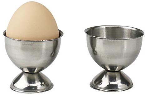 Lot de 2 coquetiers en acier inoxydable pour œufs durs - Argenté