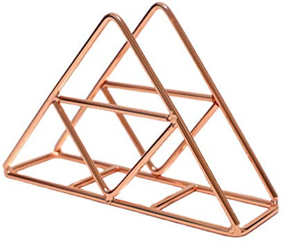Cabilock Dekorative Serviettenhalter Dreieck Metalldraht Serviettenhalter Rack Tischplatte Papier Taschentuchhalter Stehen Roségold