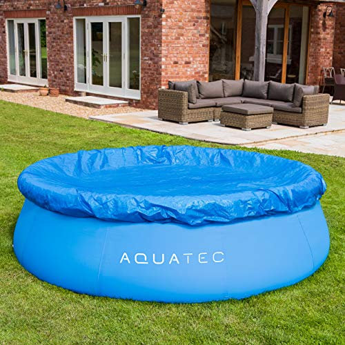 AQUATEC Durable Swimming Pool Covers - 3 Sizes | Waterproof Cover For Swimming Pool | Secure Fit & Easy To Install | Paddling Pool Accessories | 8ft, 10ft & 12ft Sizes (12ft Pool Cover)