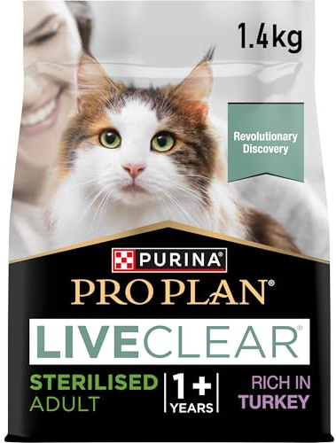 Purina Pro Plan LiveClear Sterilised Adult Truthahn | 1,4 kg | Trockenfutter für kastrierte Katzen