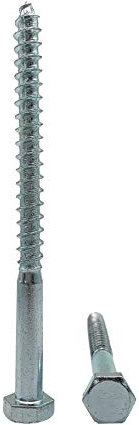 Lot de 25 vis à bois hexagonales DIN 571 en acier zingué M6 x 120 mm Vis à tête hexagonale Tire-fond (25, M6 x 120 mm)