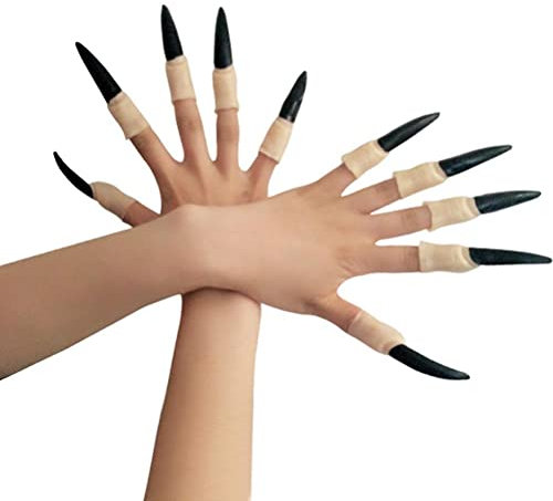 WINBST Lot de 10 faux ongles de vampire pour Halloween, bal masqué, flèche, griffe, gothique, accessoire de costume