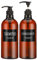 Segbeauty 2 flacons Pompes pour shampooing et revitalisant, 1000ml Marron Bouteilles en Plastique vides avec étiquettes, Grandes Bouteilles de Presse à Pompe Rechargeables de 33,8 oz