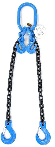 ELLER Chain G100 - Catena a 2 fili – 6 mm/2 m – Catena ultra forte con anello di fissaggio, gancio a forcella e gancio di accorciamento, classe 10, secondo EN 812-2
