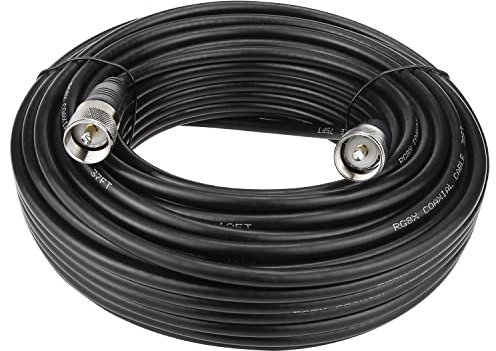Ullnosoo RG8x Coaxial Cable 75 ft, CB Coax Cable, UHF PL259 Male to Male Low Loss CB Antenna Cable, 50 Ohm for HAM Radio, Antenna Analyzer, Dummy Load, SWR Meter
