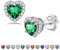 Bestyle Clous d'oreilles pour Femmes en Argent S925 de 5 mm cœur Boucles d'oreilles en Pierre de Naissance en Zircon Blanc-Mai Emeraude