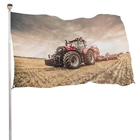 Dekoratives Hausflagge, Hof-Banner, roter Traktor-Saatdruck, alle Jahreszeiten, Feiertage, Willkommensgartenflaggen, Rasendekoration, 120 x 180 cm