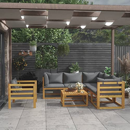 Gecheer 7-TLG. Garten Loungemöbel Set, Gartenlounge Set, Sitzgruppe Gartenmöbel, Outdoor Sofa, Loungemöbel Terrasse, Balkonmöbel, Gartensofa mit Auflagen Massivholz Akazie