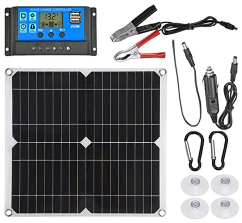 Module Photovoltaïque Monocristallin, Kit de Panneau Solaire Portable 25W, Panneau Solaire Souple Avec 10-60A Contrôleur de Charge pour Caravane, Bateau, Voiture 30A Controller