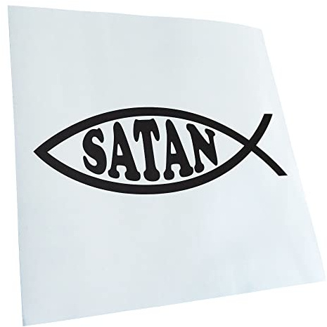 Kiwistar - Autoaufkleber - Mattschwarz - 14x4cm Satan Fisch - Heckscheibe Auto Aufkleber wetterfest für Kfz LKW Mofa Truck - Sticker außen selbstklebend Tuning Zubehör für Fenster Fahrzeug Scheibe