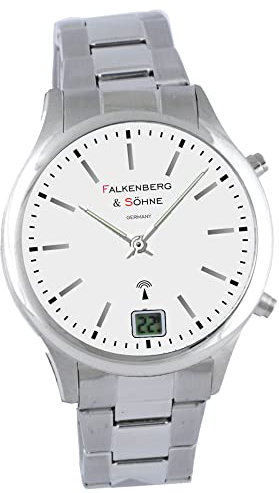 Falkenberg & Söhne Funkarmbanduhr Japanisches Quarzuhrwerk Funkuhr 41 mm Edelstahl 20 mm Funksignal DCF77 Herrenarmbanduhr Damenarmbanduhr Digitale & Analoge Anzeige Datumsanzeige