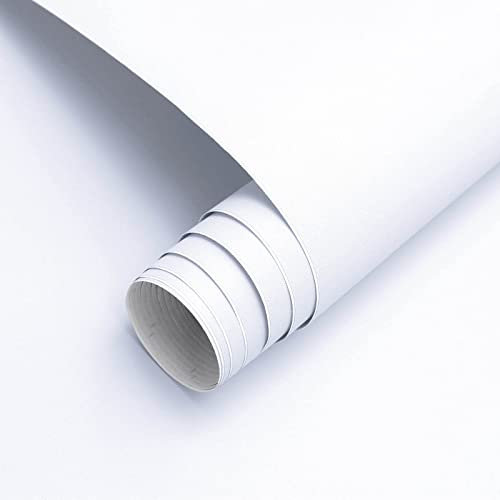 Timeet Klebefolie Möbel Weiss 60x1000cm Klebefolie Weiß Matt Möbelfolie Selbstklebende Tapete Abnehmbare Modern Wasserdicht Vinyl Folie für Möbel Küche Schränk Tür Wände