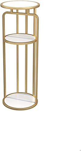Side tables,Display Stand, Tall Plants Flower Side Table 2 Tier Corner Shelf 3 Tier Pot Holder for Dining Room，with MDF Shelf,iron Frame(Size:30 * 90CM,Color:Go