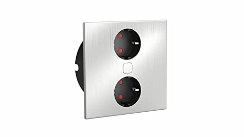 Einbausteckdose mit USB C +A ø 118mm Duplex-R - Steckdose mit elektrischer Abdeckung per Knopfdruck, Edelstahl/Kunststoff 230V