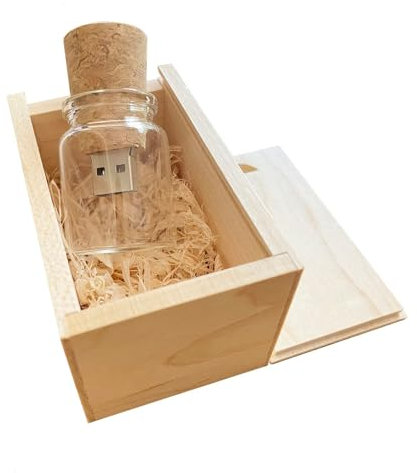 Lanyincao 1 unidad de memoria USB con botella de deriva, almacenamiento en U con caja de arce (USB 3.0/64GB)