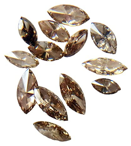 Gems For Jewels Diamant à facettes en forme de marquise cognac de 3-4 mm pour femme, diamant taille brillant marquise champagne naturel, bague marquise (options 1 à 10 pièces), 3-4 mm, 1 pièce