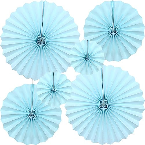 CEEYSEE 6 Stück Papier Fächer Dekoration 20/30/40cm Papierfächer Hängende Himmelblau Papier Fächer Papier Girlande Dekoration für Party Feier Hochzeit Babyshower Geburtstag Deko (Himmelblau/ZTLS)