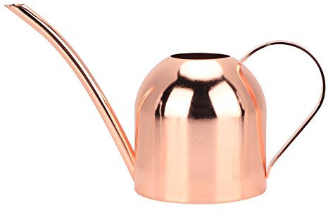 Kupfer-Gießkanne, Kleine Gießkanne für Zimmerpflanzen, 500-ml-Gießkanne aus Edelstahl mit Langem Mund, Gießkanne für Zimmerpflanzen Im Innen- und Außenbereich, Gebürstete(Roségold)