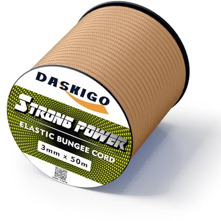 Corde élastique anti-chocs, 3 mm x 50 m, kaki